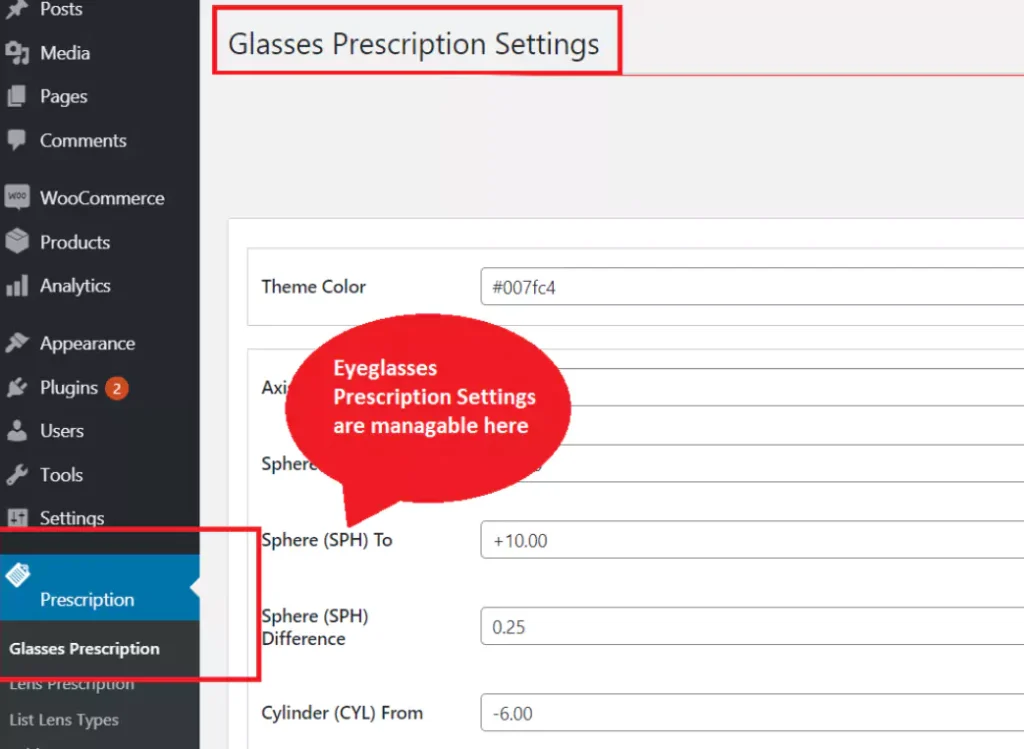 eyeglasses and contact lens wordpress prescription plugin