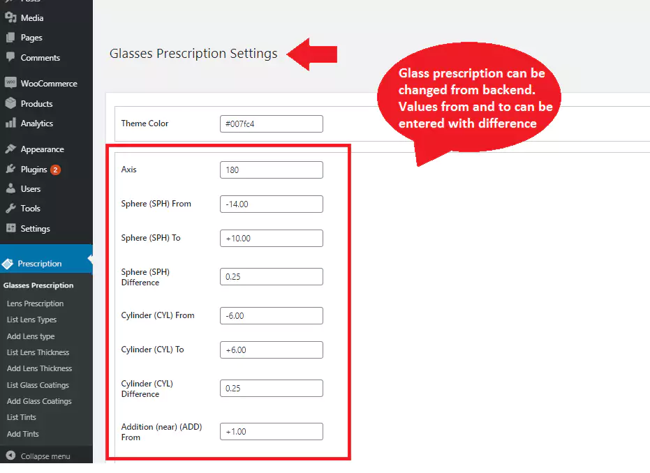 Eye Glasses and Contact Lens Prescription Plugin eyeglasses and contact lens wordpress prescription plugin